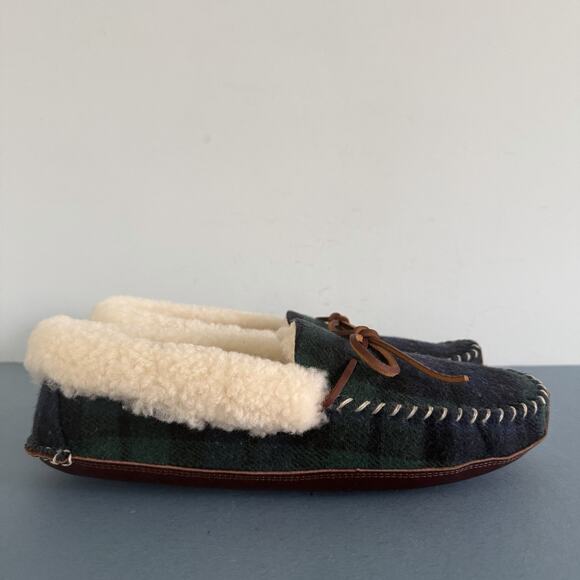 Polo Ralph Lauren Yarmond Slippers Shearling Lined Blackwatch Plaid NWOB Mens 9 - Picture 7 of 11